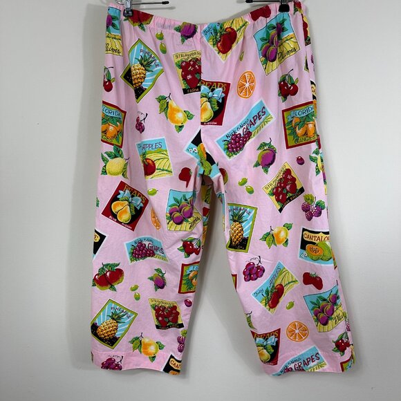 NWOT Nick & Nora Fruit 3/4 Sleeve Button Up Shirt and Capri Pajama Set Size L - Picture 8 of 13